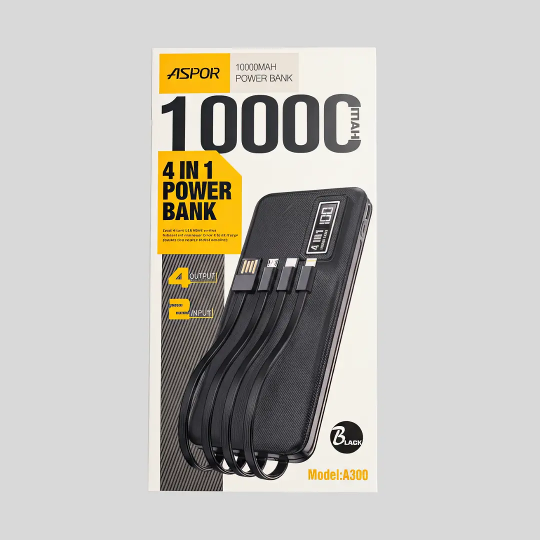 Aspor A300 Power Bank 10000mAh 4-In-1