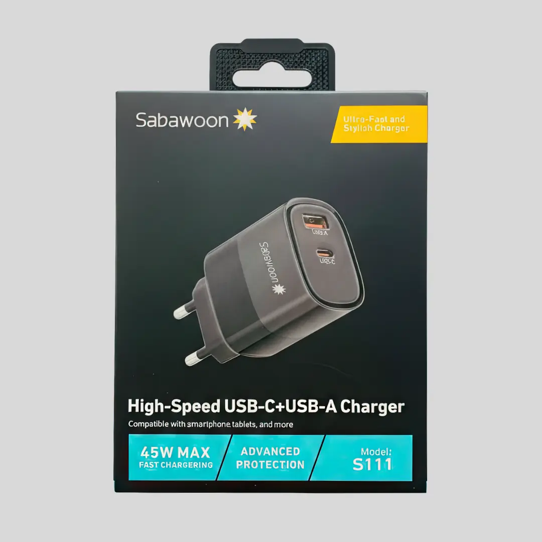 Sabawoon S111 Dual Port 45W Fast Charger | USB-C PD Power Adapter