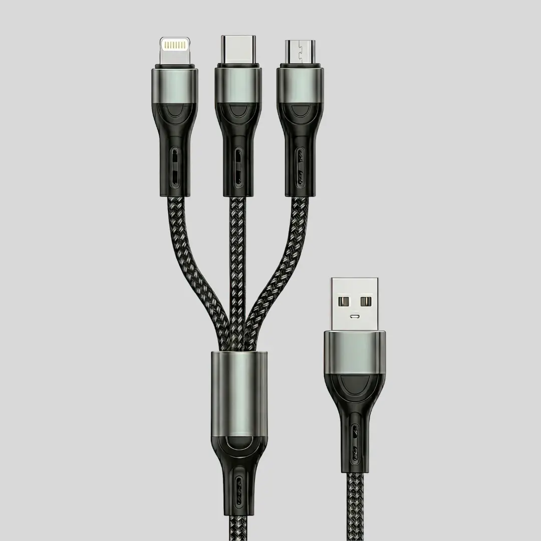 Sabawoon S113 Fast Charging 3‑in‑1 Cable | 3A USB To Type-C, Lightning, Micro