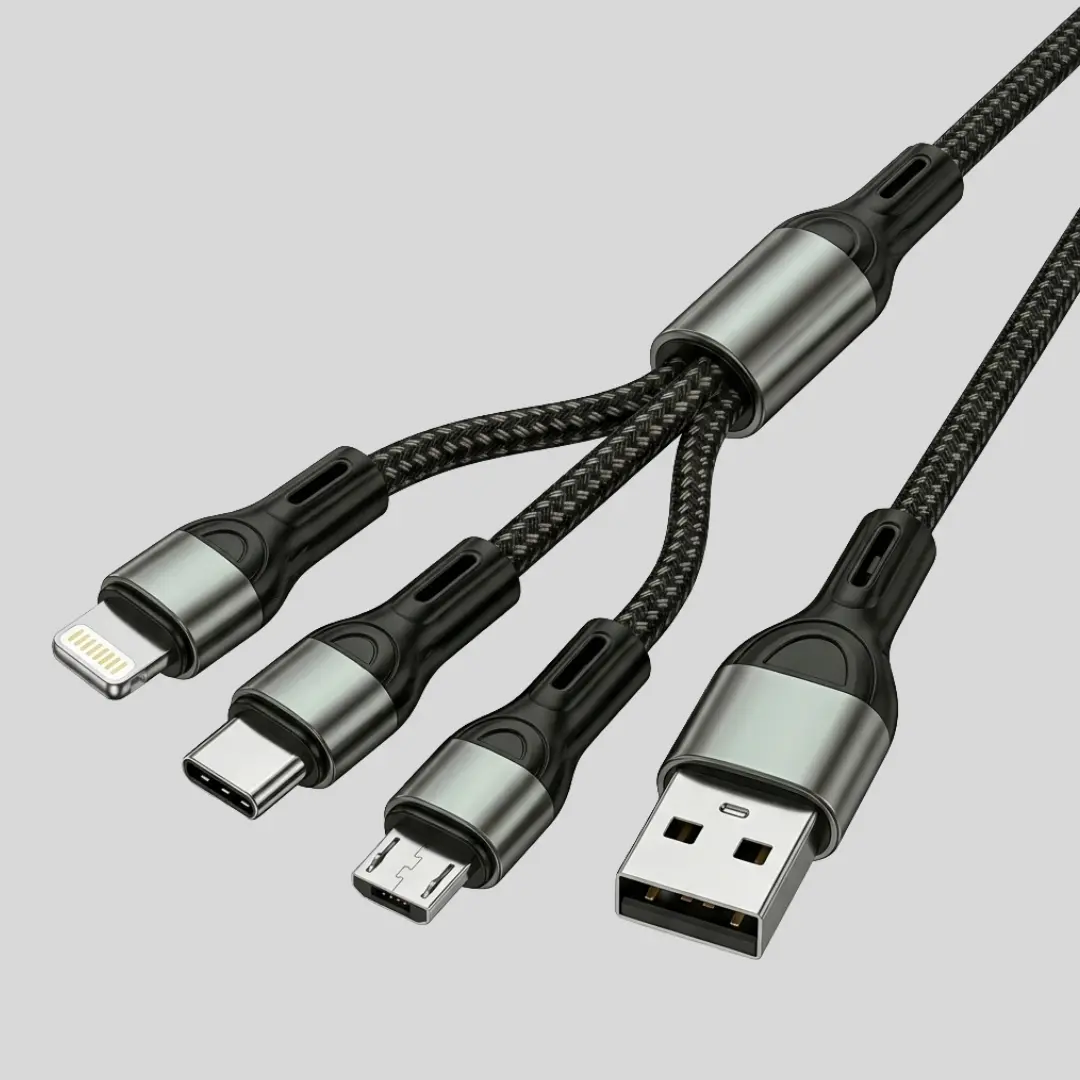Sabawoon S113 Fast Charging 3‑in‑1 Cable | 3A USB To Type-C, Lightning, Micro