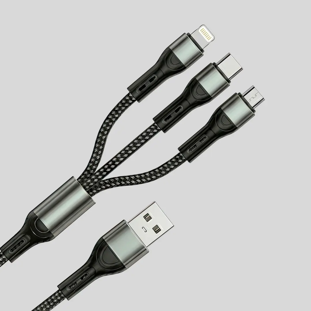 Sabawoon S113 Fast Charging 3‑in‑1 Cable | 3A USB To Type-C, Lightning, Micro