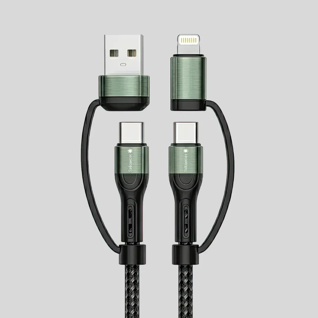 Sabawoon S114 Fast Charging 65W 4‑in‑1 Cable | Type-C, Lighting, USB