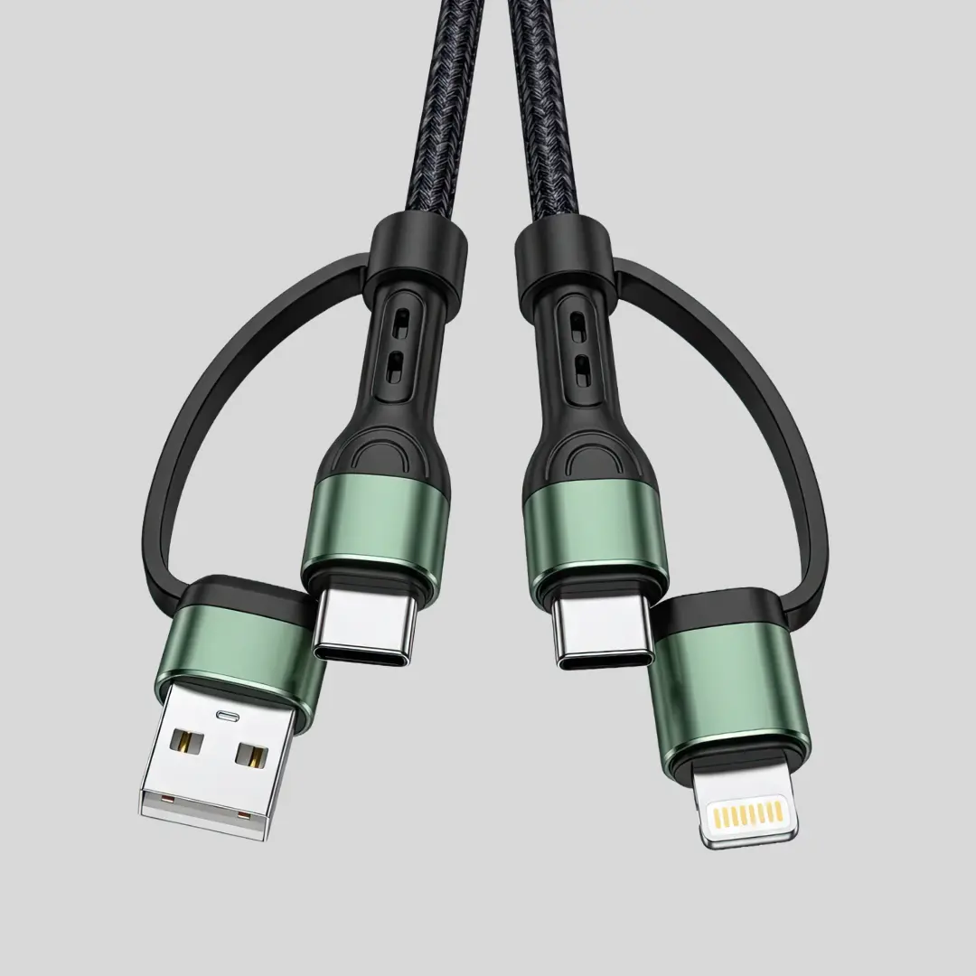 Sabawoon S114 Fast Charging 65W  4‑in‑1 Cable | Type-C, Lighting, USB