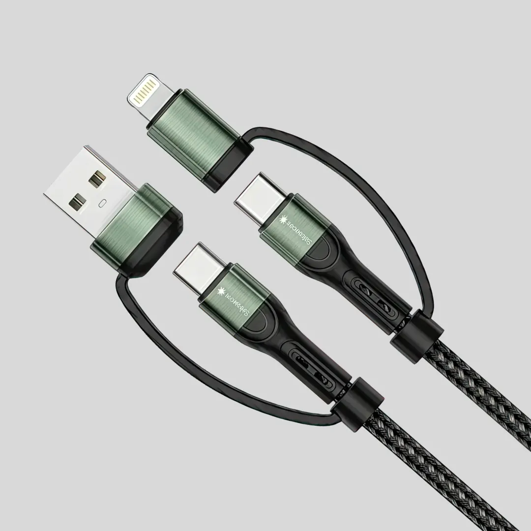 Sabawoon S114 Fast Charging 65W  4‑in‑1 Cable | Type-C, Lighting, USB