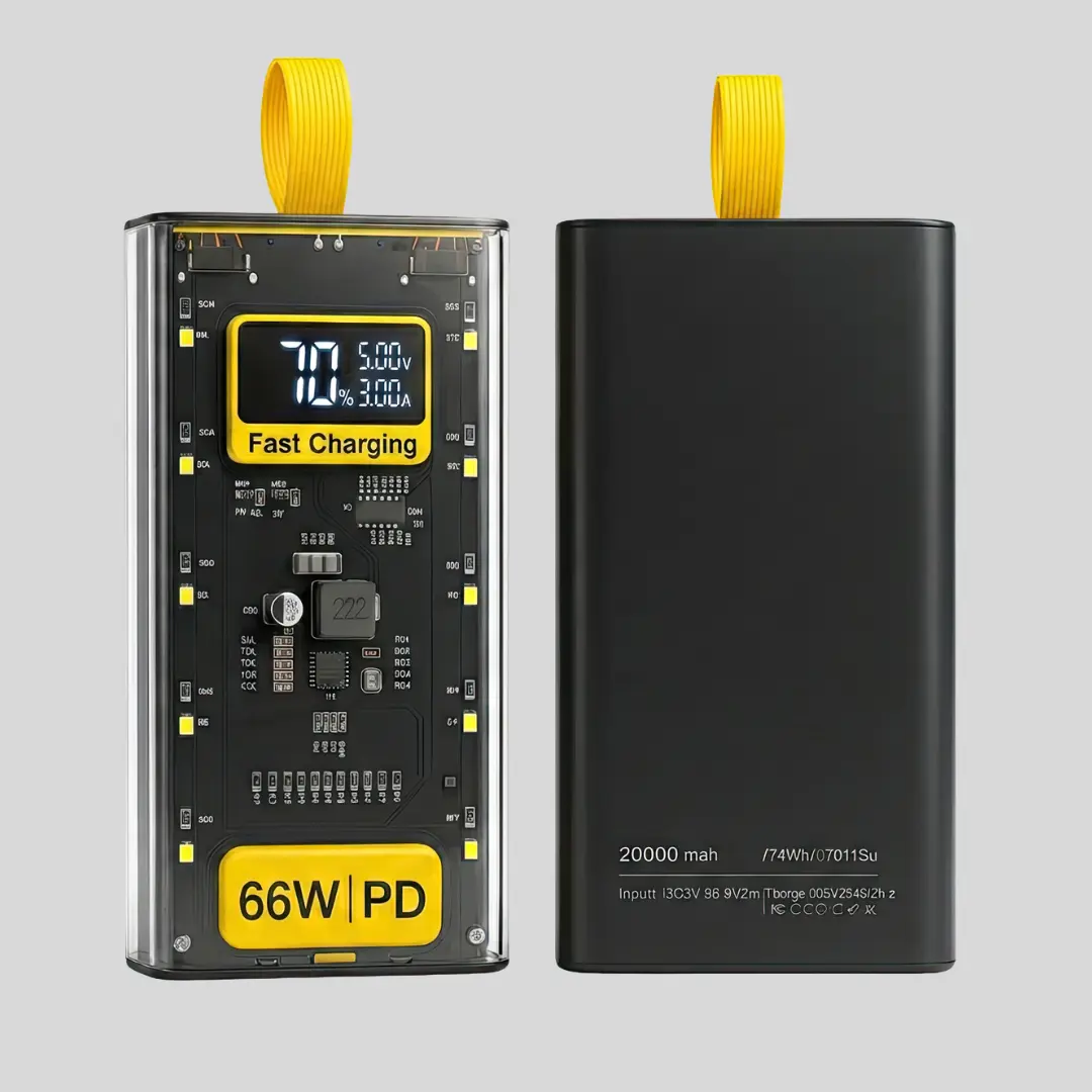 Transparent 20000mAh Power Bank – Fast Charging PD & QC 3.0