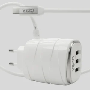 VIZO V16 Triple Port 18W Fast Charger with Built-in Type-C Cable