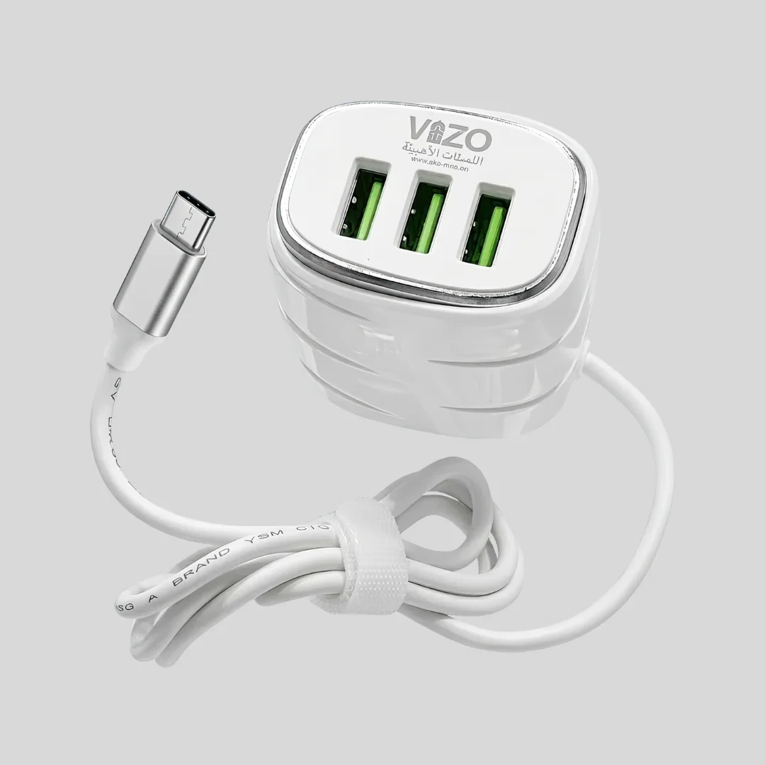 VIZO V16 Triple Port 18W Fast Charger with Built-in Type-C Cable
