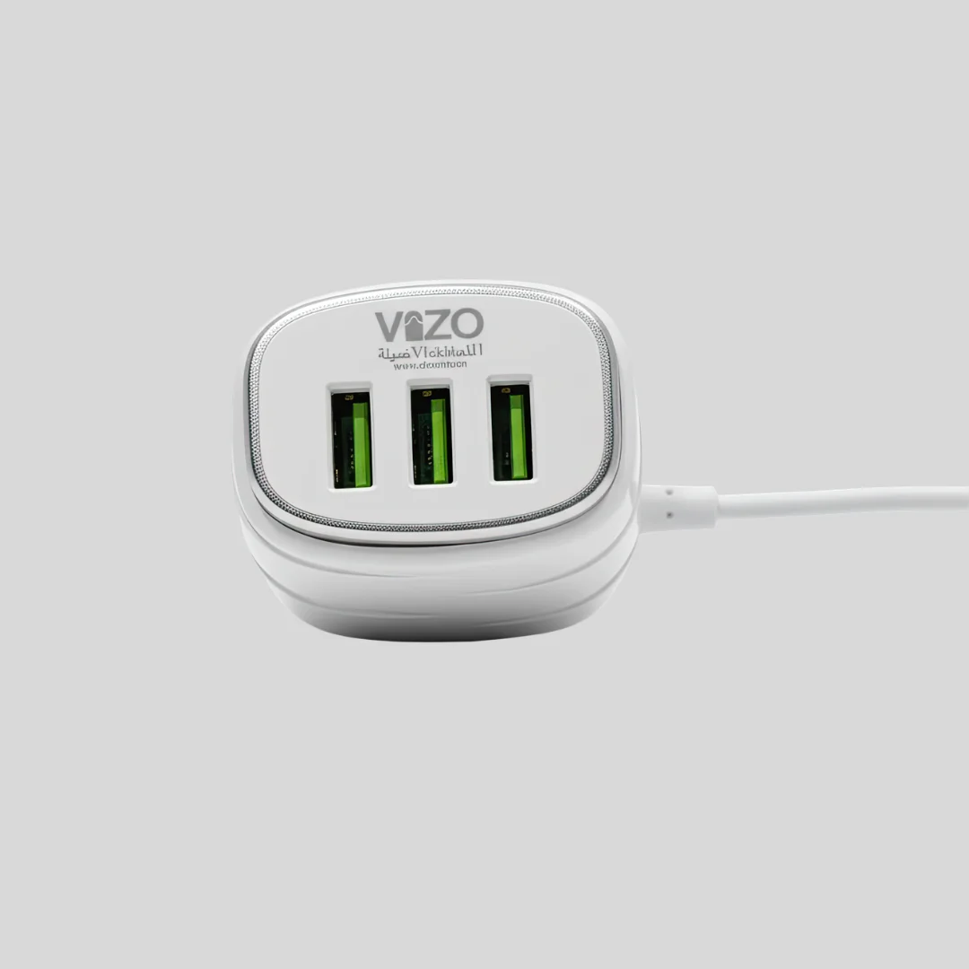 VIZO V16 Triple Port 18W Fast Charger with Built-in Type-C Cable