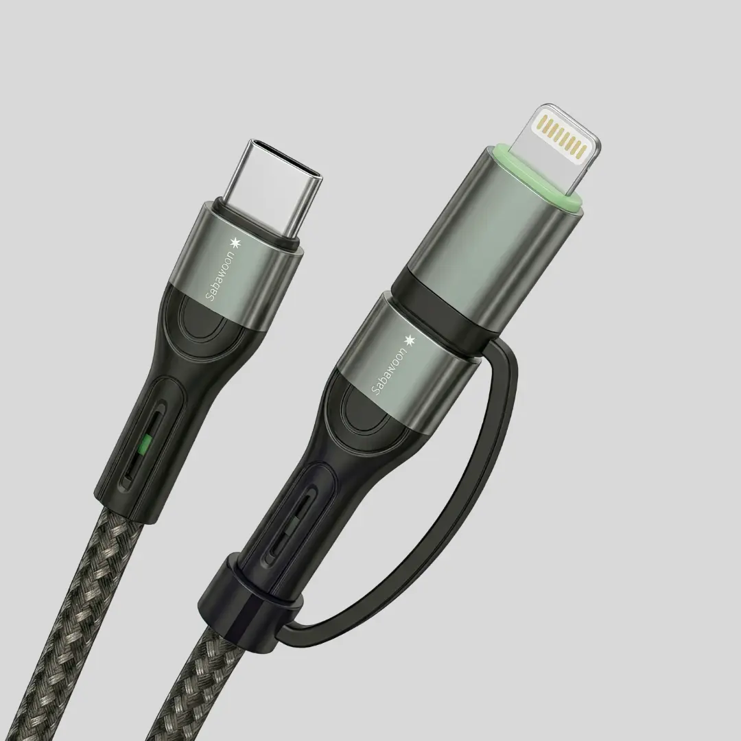 Sabawoon S112 PD 65W Fast Charging 2-in-1 Type-C & Lightning Cable