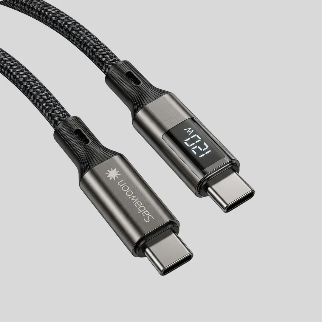 Sabawoon 120W USB-C to USB-C Fast Charging Cable with LED Display