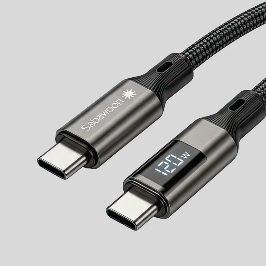 Sabawoon 120W USB-C to USB-C Fast Charging Cable with LED Display