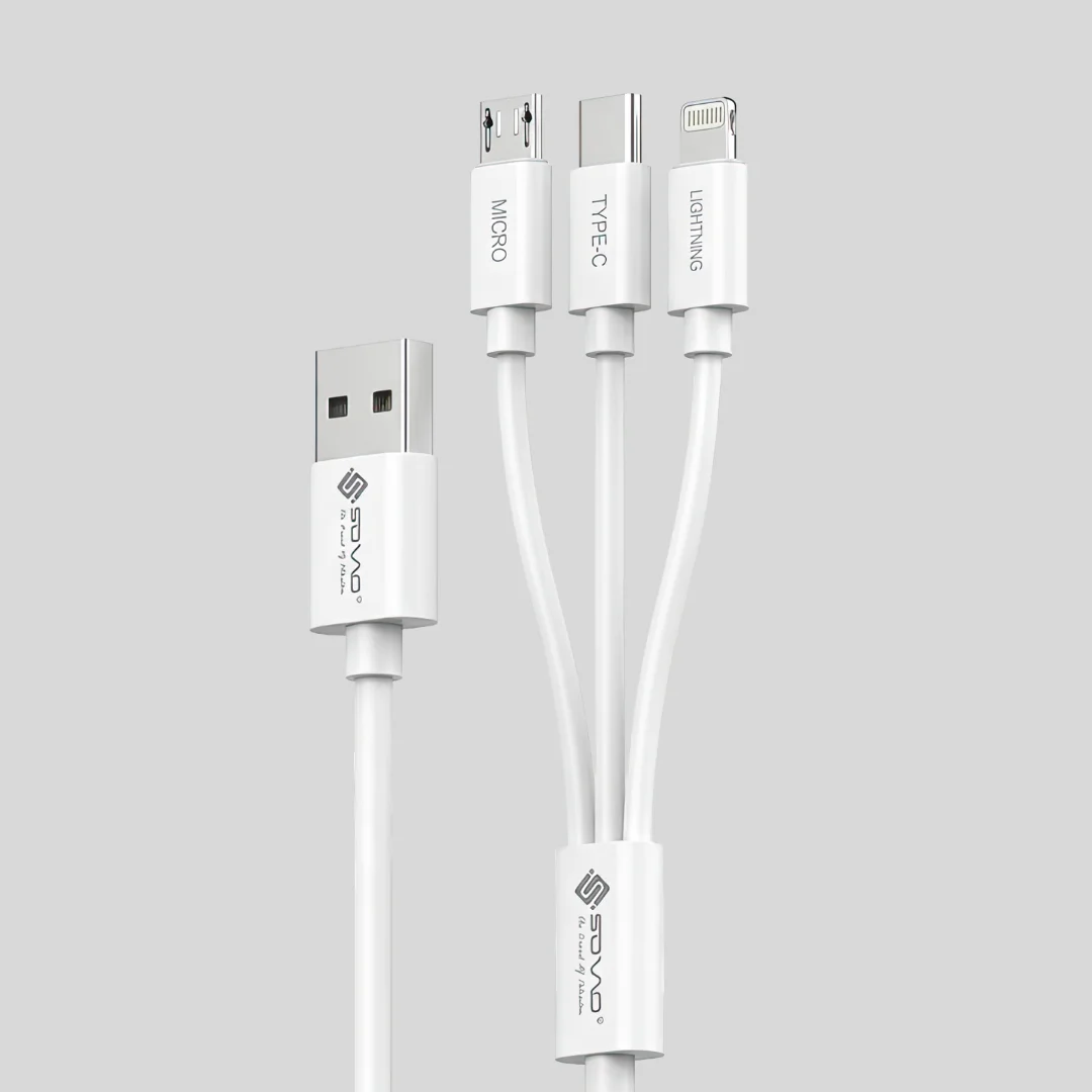 SOVO 3-in-1 Fast Charging Cable – Type-C Lightning & Micro USB (SC-301)