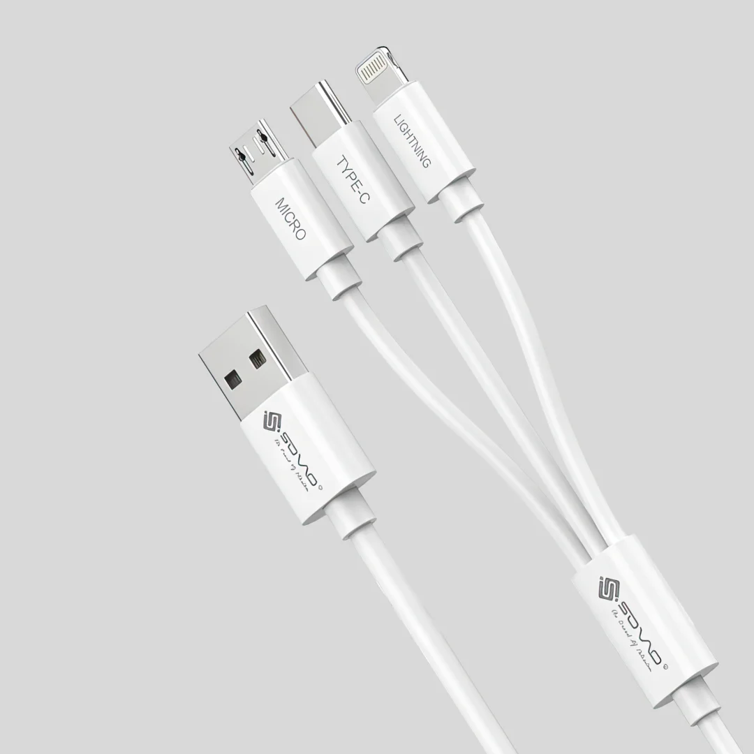 SOVO 3-in-1 Fast Charging Cable – Type-C Lightning & Micro USB (SC-301)
