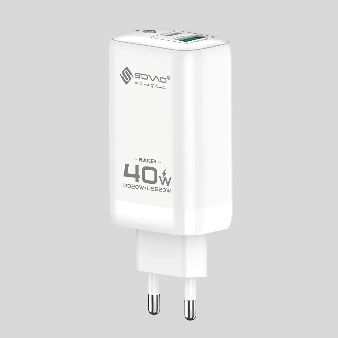 SOVO  40W Dual Port Fast Charger | USB-A + USB-C PD ( SG-250)