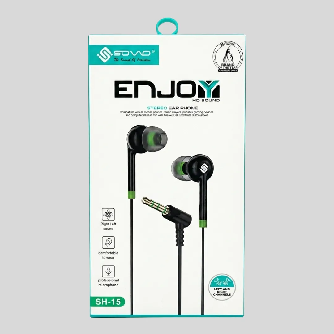 SOVO HD Sound 3.5mm Handsfree with Deep Bass & Gaming Support (SH-15)