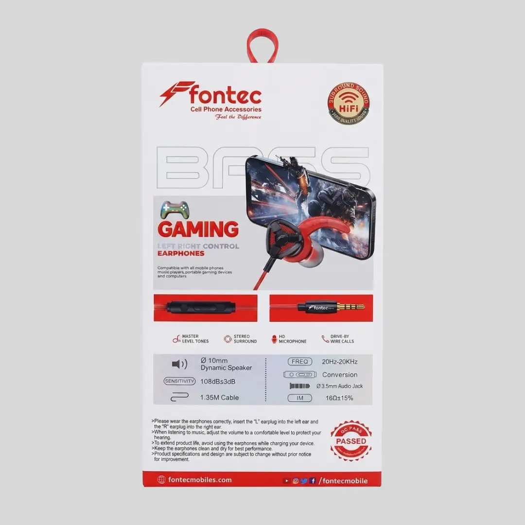 Fontec Arena Gaming Earphones with Detachable Mic – 3.5mm HiFi Stereo Surround