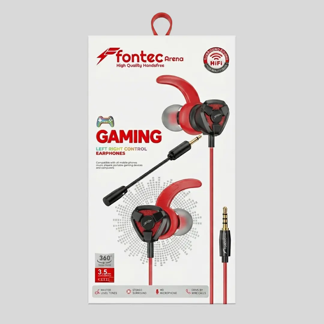 Fontec Arena Gaming Earphones with Detachable Mic – 3.5mm HiFi Stereo Surround