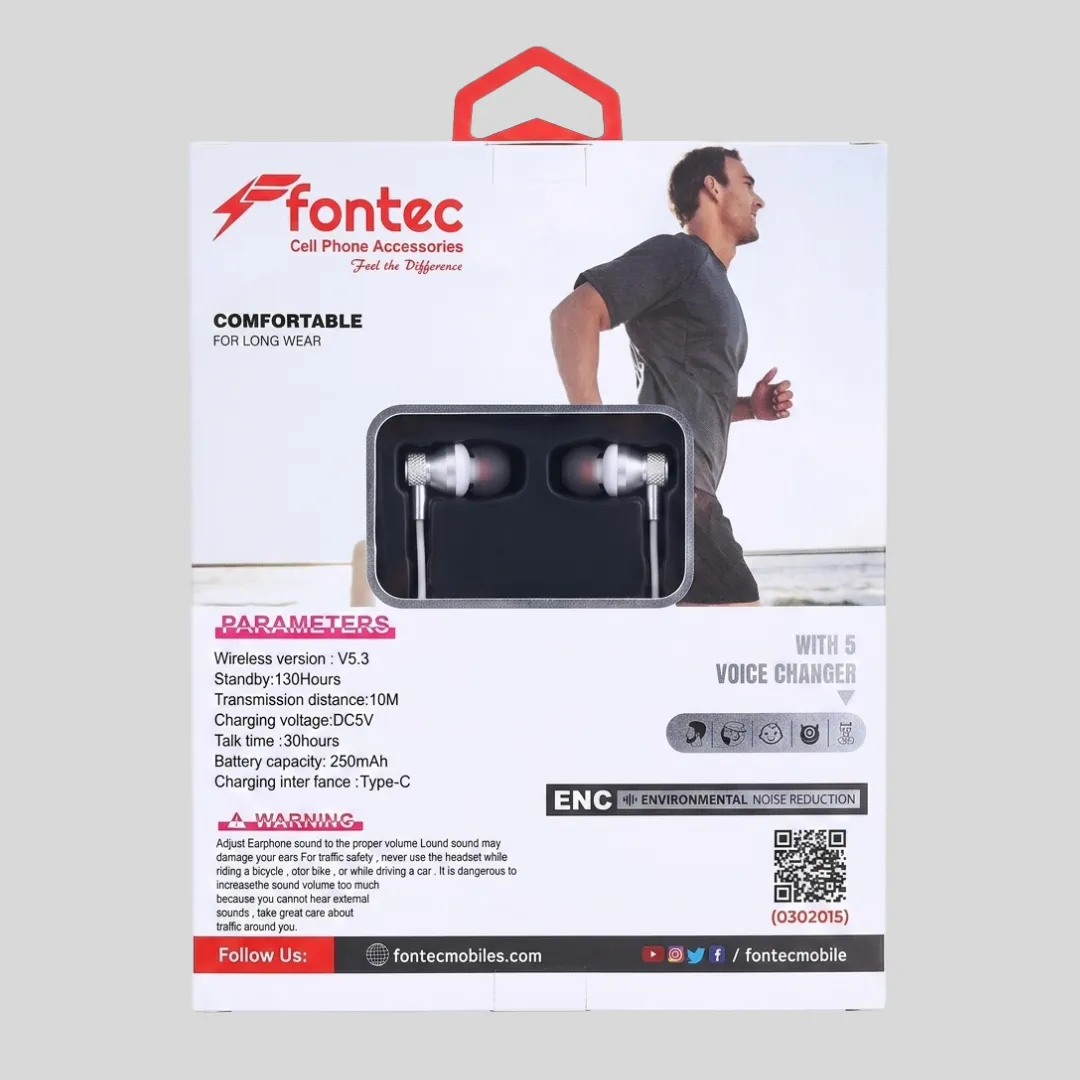 Fontec Magna Wireless Bluetooth Neckband – Integrated 5-Mode Voice Changer, Hi-Fi Audio & ENC Noise Reduction