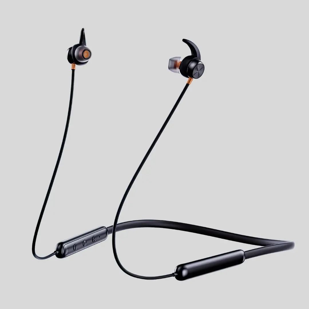 Itel Wireless Neckband N35 – Long Playtime, Bluetooth 5.3, 10mm Bass Boost Drivers & IPX5 Water Resistance (Black)