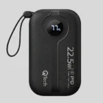 Qtech 20000mAh Mini Power Bank 22.5W Fast Charging, Built-in Cables (Q145)