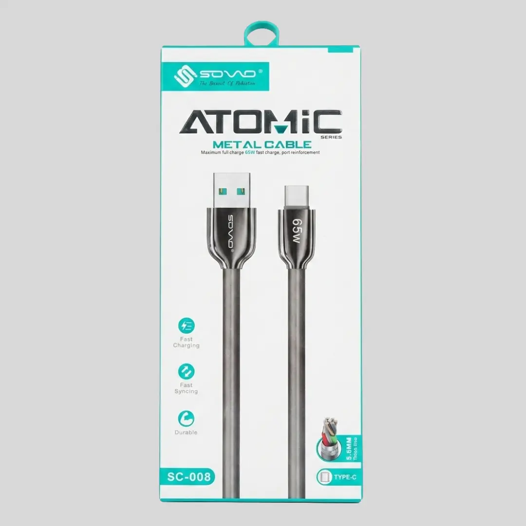 SOVO 65W Atomic Fast Charging USB-A to Type-C Cable | SC-008