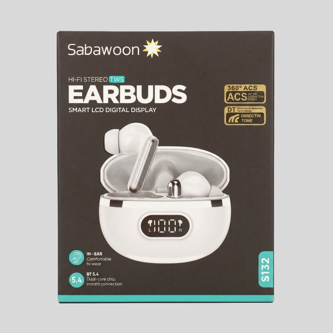 Sabawoon S132 Wireless Earbuds with Smart Digital Display