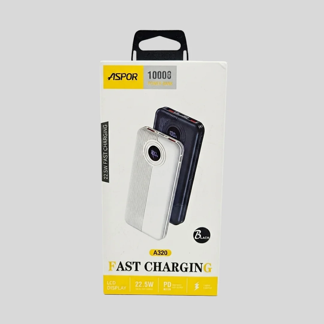 Aspor A320 Power Bank 10000mah 22.5w QC Fast Charging | LCD Display