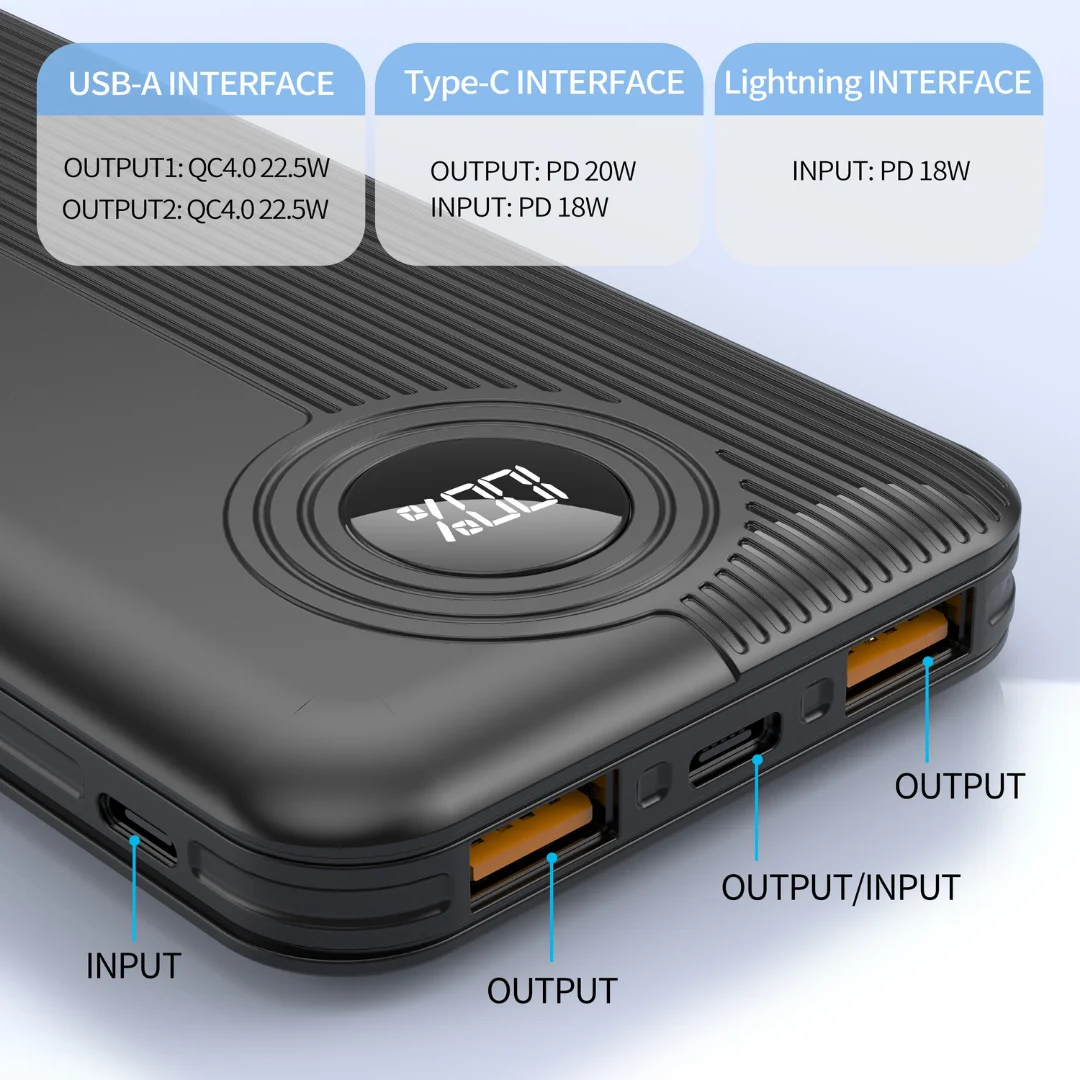 Aspor A320 Power Bank 10000mah 22.5w QC Fast Charging | LCD Display
